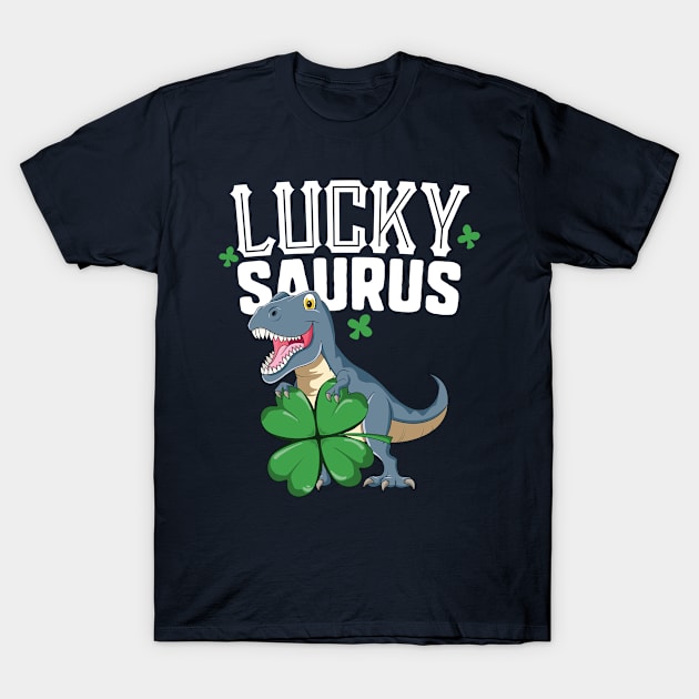 Lucky Saurus T Rex St Patricks Day T-Shirt Pat Trex Kids T-Shirt by 14thFloorApparel